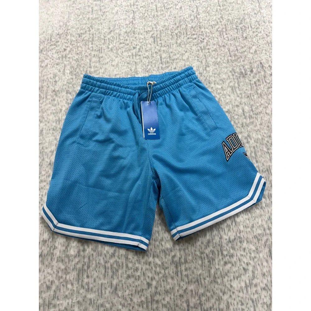 Adidas Originals Boys Mesh Basketball Shorts Sky Rush Blue JW1989 Size M‎ NWT